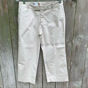 OLD NAVY cream stretch cotton capris cropped pants stitch detail spring summer